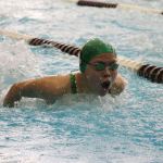 Redmond High sophomore Claire Wu competes in the 100-yard butterfly at the KingCo championships last weekend at Kamiak High. Wu placed fifth overall in the event, posting a state-qualifying time of 1:00.53. Joe Livarchik,Mercer Island Reporter