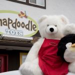 Jengo and Pengo, the two protagonists in a new children&rsquo;s book created by The StoryMakers, are photographed outside of Snapdoodle Toys. Courtesy of Ron Allen