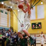 Overlake&rsquo;s Owen Friend slams one home against Bear Creek on Tuesday night. Overlake won, 60-50. Courtesy of Hugh Slee