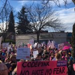 Women&rsquo;s March on Seattle participants walk through downtown on Saturday. Courtesy photo