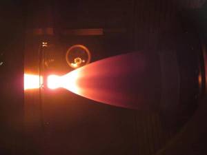 An auxiliary engine for Orion&rsquo;s European Service Module demonstrates long duration firing in a ground acceptance test. Courtesy photo