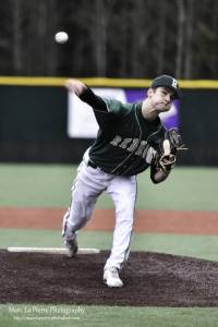 Redmond&rsquo;s Connor Barlson fires away against Eastlake. Courtesy of Marc La Pierre