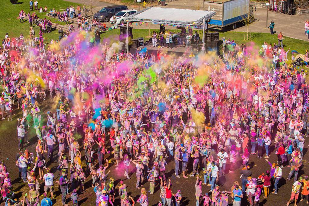 This year&rsquo;s Festival of Color was held on Sunday in Downtown Park in Redmond. Courtesy of Byron Dazey