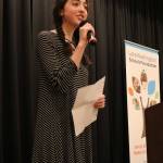 Juanita High School student and event emcee Grace Harrington addresses the crowd at the Lake Washington Schools Foundation luncheon on Tuesday. Samantha Pak, Redmond Reporter