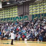 Congresswoman Suzan DelBene (WA-01) addresses a full house at a town hall at Redmond High School. Courtesy Photo