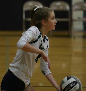 Redmond resident McKaela Simons prepares to serve the ball for Forest Ridge School of the Sacred Heart. Courtesy photo