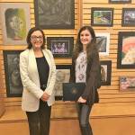 From left, Congresswoman Suzan DelBene (WA-01) with Redmond High School&rsquo;s Sarah Kimmerly, who received an honorable mention in this year&rsquo;s Congressional Art Competition. Courtesy Photo