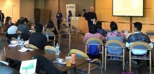 Students listen to a speaker at the &lsquo;Let&rsquo;s Start&rsquo; workshop at AT&T in Redmond. Courtesy photo
