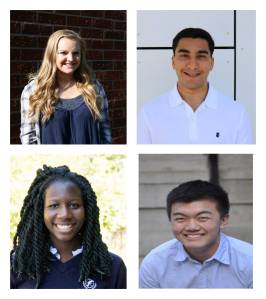 Top left: Delaney Campbell of Redmond High School (RHS). Top right: Hemil Gajjar of Tesla STEM. Bottom left: Adesuwa Agbonile of Bear Creek. Bottom right: Christopher Chen of Overlake.