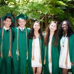 From left to right, Justin Li, Price Ludwig, Angela Tzen, Vicky Hu and Adesuwa Agbonile. The 49 graduates received their diplomas on June 10 at Bellevue Presbyterian Church. Courtesy of Nation Photography