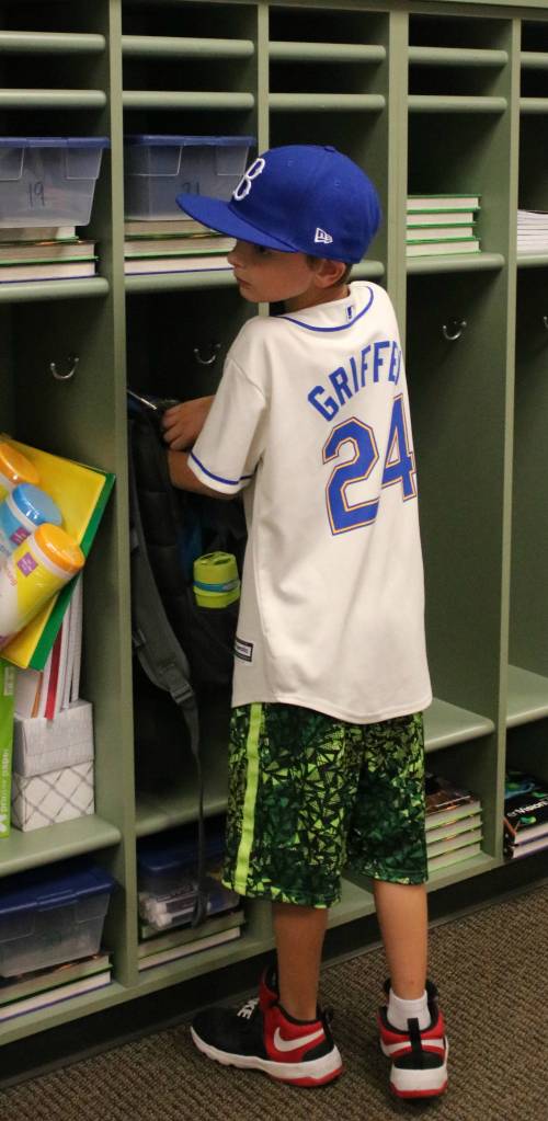 A kiss before class at Horace Mann Elementary