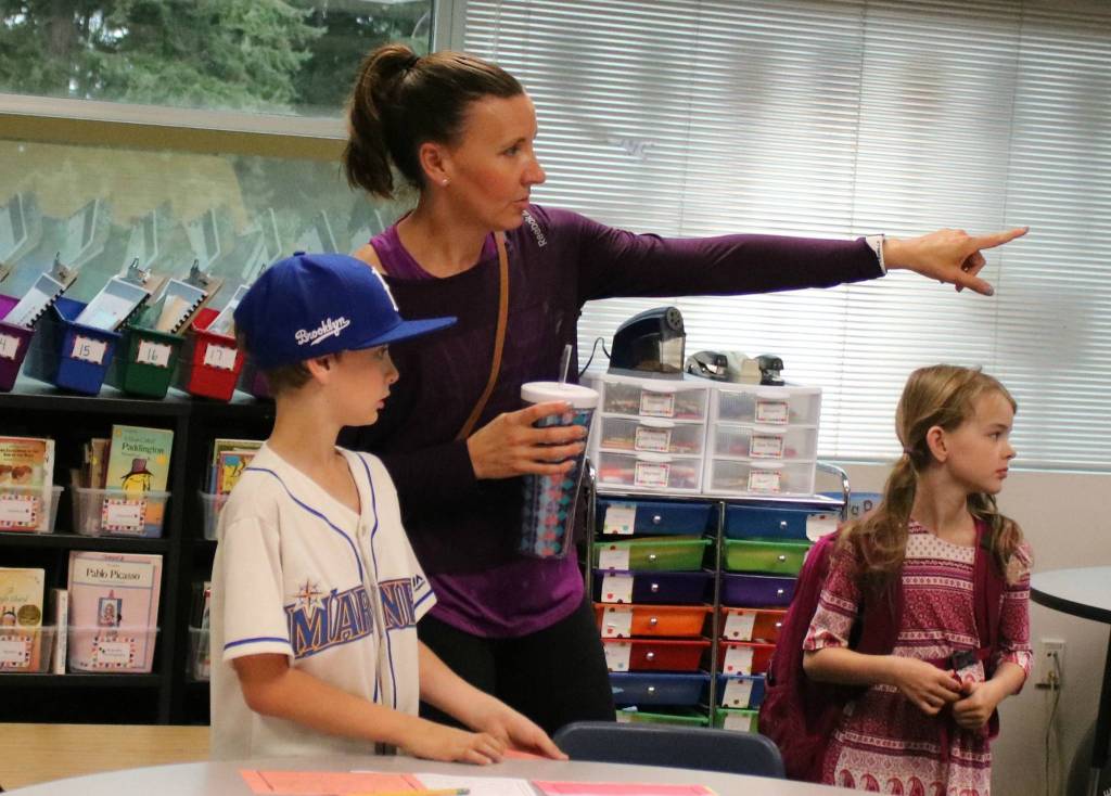 A kiss before class at Horace Mann Elementary