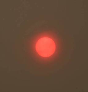 A hazy red sun on Tuesday morning was caused by wildfires. Andy Nystrom/ Redmond Reporter