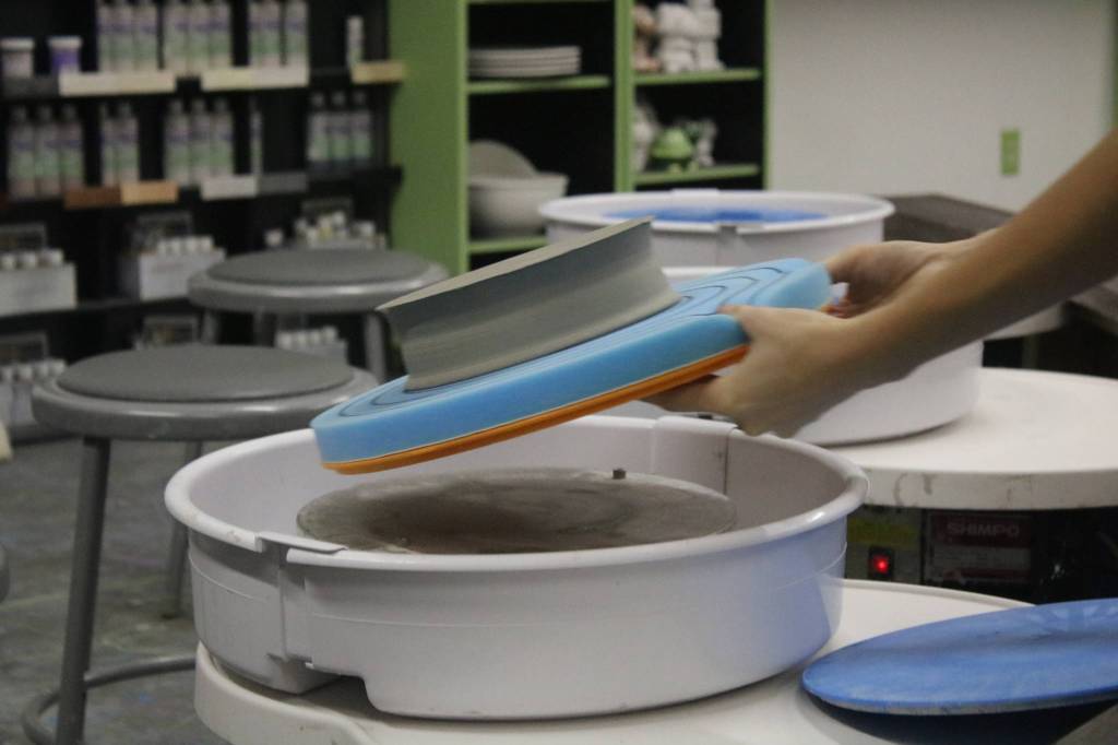 Art Works has four clay spinning tables where kids and adults can create whatever they want. The studio also offers clay and ceramics classes. Aaron Kunkler/Redmond Reporter