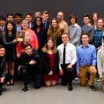Jeff Philip (back middle in beige shirt) of the Environmental Protection Agency Region 10 stands with Tesla STEM High students while they are honored for their Schools Under 2C project on this spring. STEM instructors are also pictured at the ceremony at the Redmond school. Courtesy of Jon Knorr
