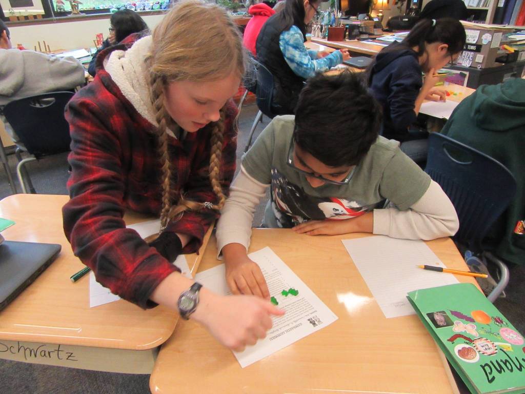 Stella Schola Middle School students Eva Schwartz, left, and Anand Gupta. Courtesy of Linda Woo, Washington Education Association
