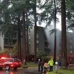 Firefighters on the scene of a blaze at the Sixty O One Apartment Complex. Courtesy of the City of Redmond