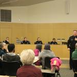 Bellevue Police Chief Steve Mylett welcomes everyone to the forum. Nicole Jennings/staff photo
