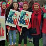 Aneelah Afzali, founder and executive director of Redmonds MAPS-AMEN, right, with other American Muslim community members at the Seattle Womens March. Courtesy of Zubeda Adem