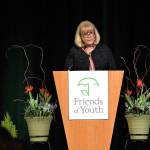 President and CEO Terry Pottmeyer addresses the crowd at the 13th annual Celebration of Youth luncheon. Photo courtesy of Friends of Youth