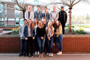 Top row (Left to Right): Alexander Sheehan, Matthew Johnescu, Ryan Mudgett, Scott Lees and Christopher Andrews.                                Bottom row (Left to Right): Brian Delaney, Kemper Jolly, Bailey Reed, Julia Morgan, James Dougan, Elizabeth Iwicki, Gabrielle Iem and Jacqueline Johanneson. Courtesy of Eastside Catholic