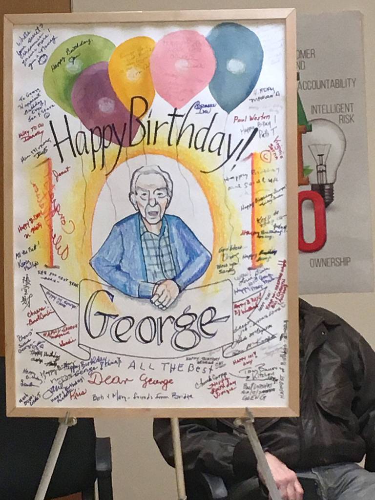 A poster signed by many well-wishers for George Mosebars 101st birthday. Courtesy photo