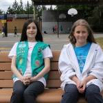 Rosa Parks Elementary fifth graders, Miriam Terdina and Ellie Hagen donated 20 hours to provide a buddy bench for students. Photo by Madison Miller/Staff Photo