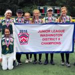The Redmond Junior All-Stars softball squad: Sundis Cole, Abigail Lew, Natalia Farago, Isabella Steward, Annika Dayberry, Hannah Price, Hannah Robarge, Ella Claus, Sophie Williams, Karli Kostoff, Kimora Johnson and Grace Haegele. Courtesy photo