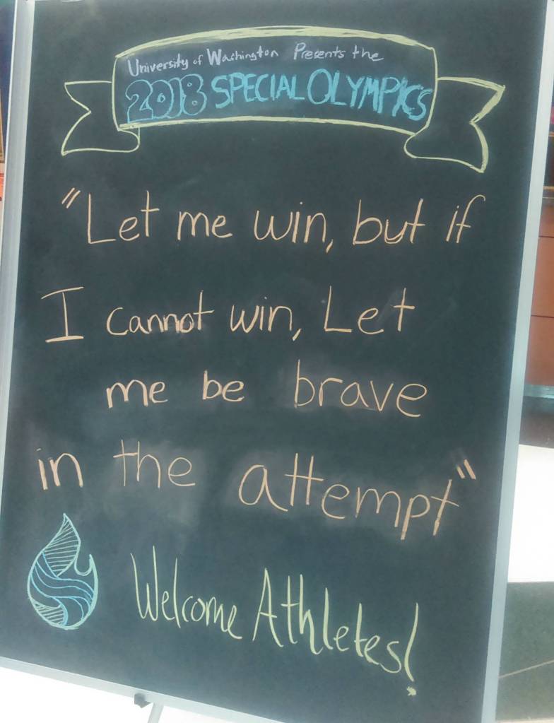 A sign inside the Intramural Activities building at the University of Washington.