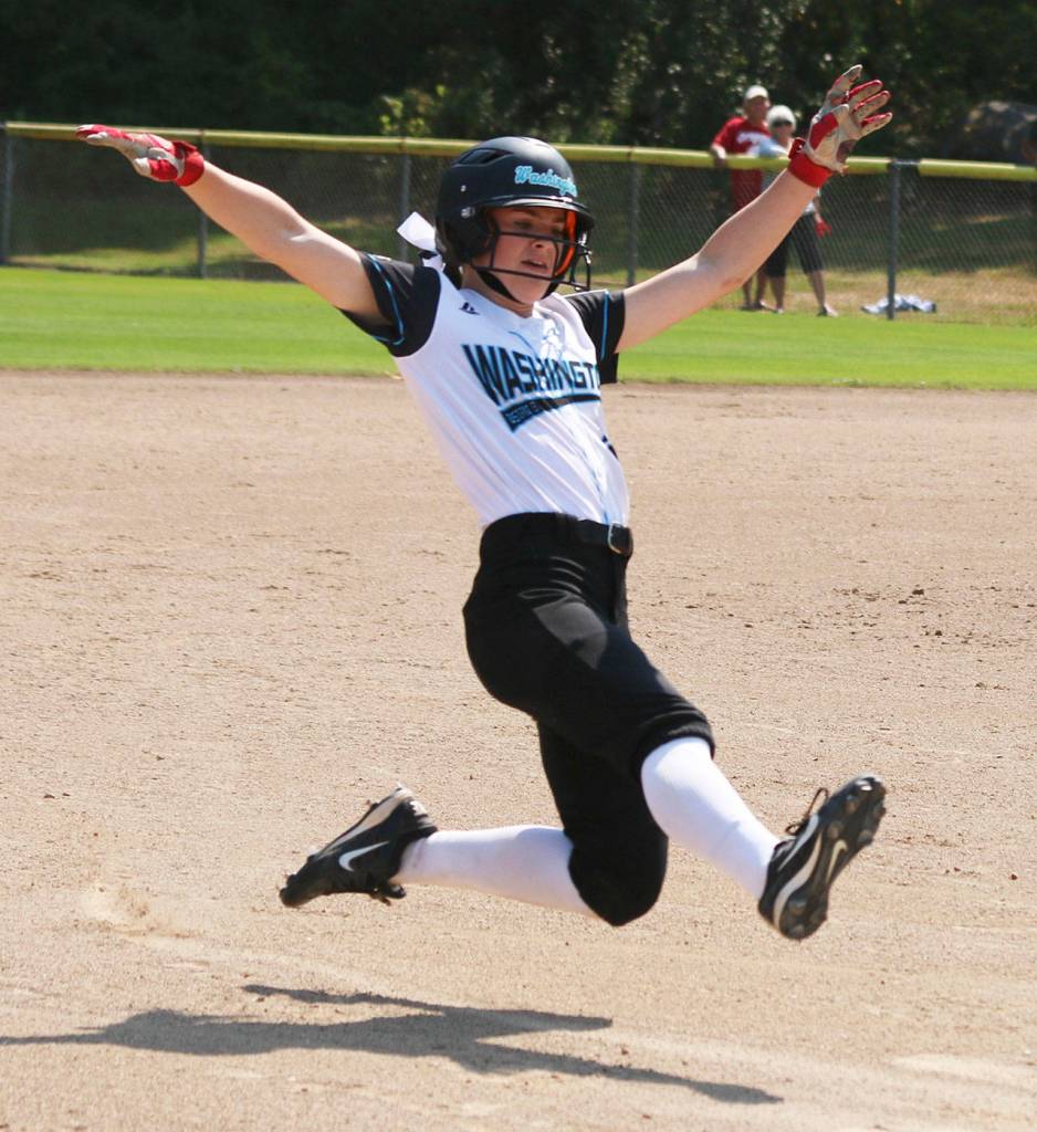 There were plenty of slides and runs scored during Redmonds win against Canada. Heres Annika Dayberry doing her job.