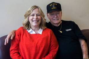 After being connected through home DNA tests through a relative, Lorna Fischer, 54, of Redmond and Bob Monize, 76, of Camano Island, went to Any Lab Test Now in Everett for a DNA paternity test. Olivia Vanni/staff photo