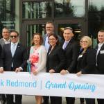 Hopelink CEO Lauren Thomas smiles with project partners and elected officials at the grand opening of the nonprofits new flagship facility in Redmond. Katie Metzger/staff photo
