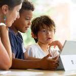 From left: Heather Johnston-Robinson, August Robinson and fellow student. Photo by Kristina Krug.