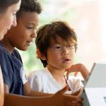 From left: Heather Johnston-Robinson, August Robinson and fellow student. Photo by Kristina Krug.