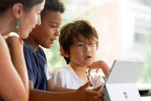 From left: Heather Johnston-Robinson, August Robinson and fellow student. Photo by Kristina Krug.