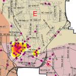 Heat-map of Redmond bike theft reports for this year. Courtesy of the Redmond Police Department