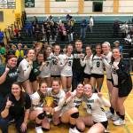 Overlake swept Bush, 3-0, at home on Nov. 1 to win the 1A Emerald City League volleyball title for the second straight season and qualify for state. The scores were 25-14, 25-17, 27-25. Courtesy photo