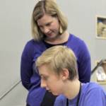Darcy Nothnagle and ideaX student, Max Duvall. The Boeing Companys grant will help KCLS expand its STEAM education programs, which includes its ideaX program, which opened its first Makerspace at the Bellevue Library. Photo courtesy of Richelle King