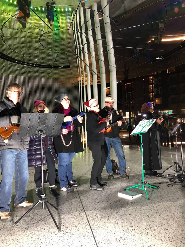 Day two of Redmond Lights on Dec. 2 featured a community sing-a-long during which attendees sang classic holiday songs. Stephanie Quiroz/staff photo