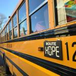 Donated toys were dropped off via school bus at Hopelinks Redmond center on Dec. 3. Photo courtesy of Hopelink