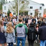 Overlake students participate in a walkout at the Redmond school on Wednesday morning calling on legislators and Congress to enact common sense gun control laws. The nationwide school walkouts were sparked by the Parkland, Florida, school shooting in which 17 students and teachers were killed on Feb. 14, a month from the date of the walkouts. Photo courtesy of Susan Messier/The Overlake School