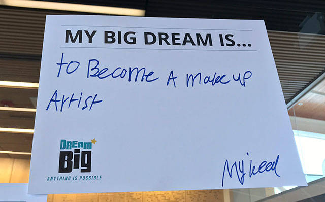 Foster senior MyKeal Mosbys dream to be a make up artist was read aloud by Ciara during Fridays event. Photo by Kayse Angel