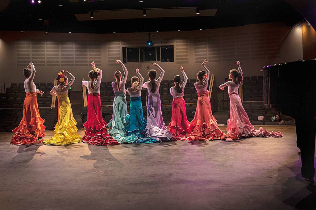 Nine Semilla Flamenco students opened the show for internationally awarded Flamenco dancer Karen Lugo on Feb. 22. Photo courtesy of Bibiana Ruiz.