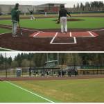 Redmond Highs baseball and fastpitch softball varsity squads will officially unveil their new facilities on March 18 as they host Eastlake High at 4 p.m. The community is invited to this event and a ribbon cutting is scheduled for around 3:50 p.m. with the ceremonial first pitch to follow immediately after. Pictured are the baseball (top) and fastpitch fields on Monday. Staff photos by Andy Nystrom