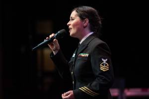 Antje Farmer of Redmond performs with the U.S. Navy Band Sea Chanters chorus at Vanderbilt University in Nashville, Tennessee. Photo courtesy of senior chief musician Adam Grimm/U.S. Navy