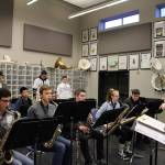 RHS jazz band rehearses for their upcoming performance at Carnegie Hall. Saxophones from left: Yotam Snir, Jackson Graves, Noah Barr, Emma Johnson, Ryan York. Trombones from left: Matthew Ovanesyan, Andrew Shi, Trevor Michalski, Jonathan McCrady. Trumpets from left: Rafael de Ocampo, Martin Shi, Shane Melrose. Conductor: Any Robertson. Madison Miller/staff photo