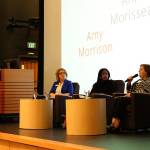 Madison Miller / staff photo                                James Whitfield, Leadership Eastside president and CEO, moderates The State of the Eastside and the American Dream with Dr. Amy Morrison, president of Lake Washington Institute of Technology, Anne Morisseau, planning commissioner for the city of Bellevue, residential real estate agent, LE board of directors, and Anne-Marie Diouf, VP human resources for Symetra.