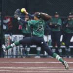 Redmond Highs Kiki Milloy fires away against Eastlake on April 8. Courtesy of Jim Nicholson