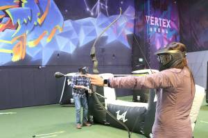 Vertex Arena offers a turfed and netted 3,000 square feet battlefield for bow and arrow tag, nerf tag, and field dodgeball. Stephanie Quiroz/staff photo