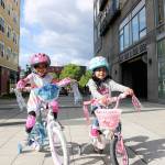 Tanvika (left), 4 of Renton and Diya, 5 of Bellevue said they had fun at the Bike Rodeo on May 17. Stephanie Quiroz/staff photo